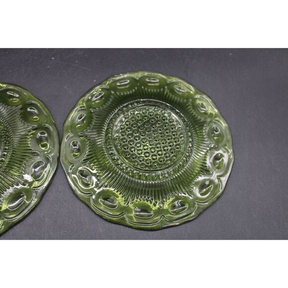 Vintage Bartlett Collins 3 Green & 3 Amber Glass  Bread Plates 5 3/4” - Picture 10 of 13